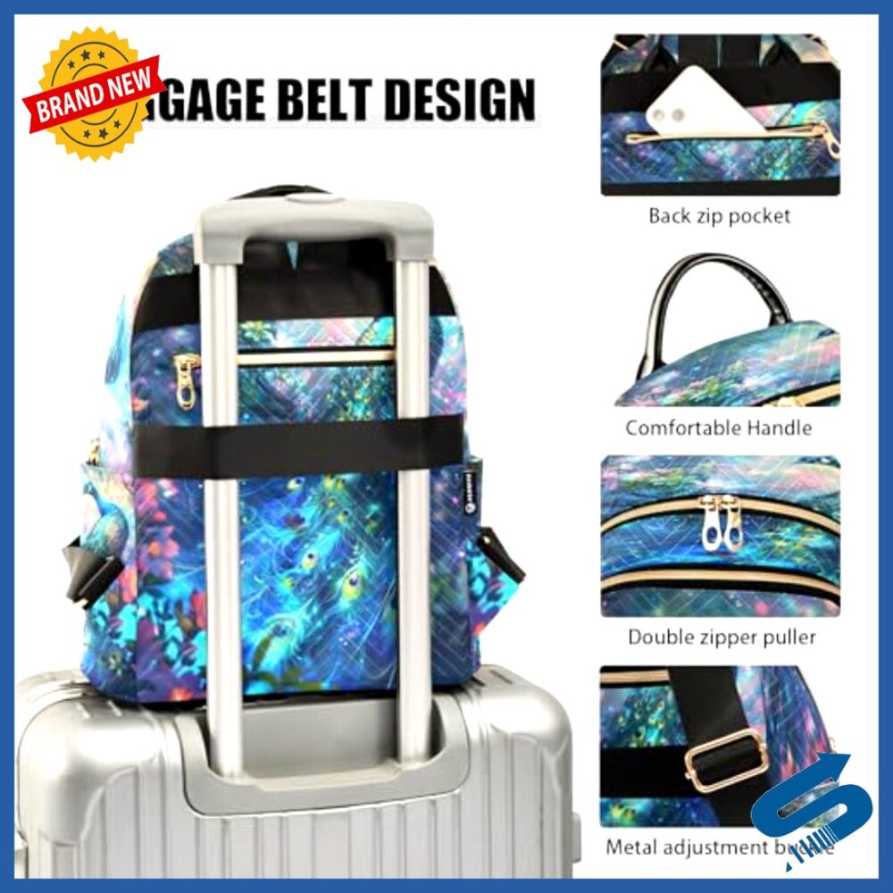 Quilted Wave Pattern Backpack Purse Lightweight T… - image 4